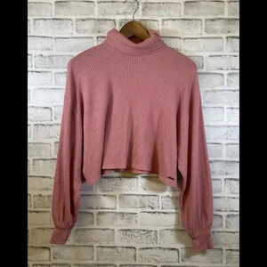 Women’s Hollister Cropped Ribbed Turtleneck Pink Sweater Size XS